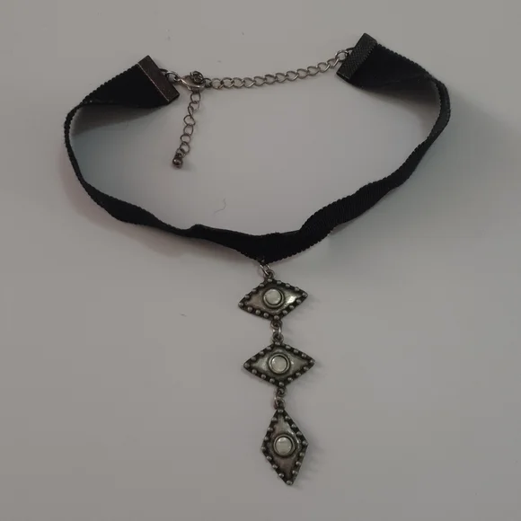 Long pendant adjustable choker boho black/grey - Picture 6 of 14
